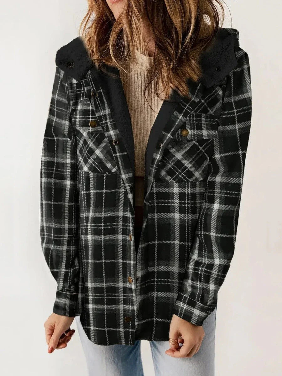Marilyn | Women's Hooded Button-Down Flannel Jacket - Image 3