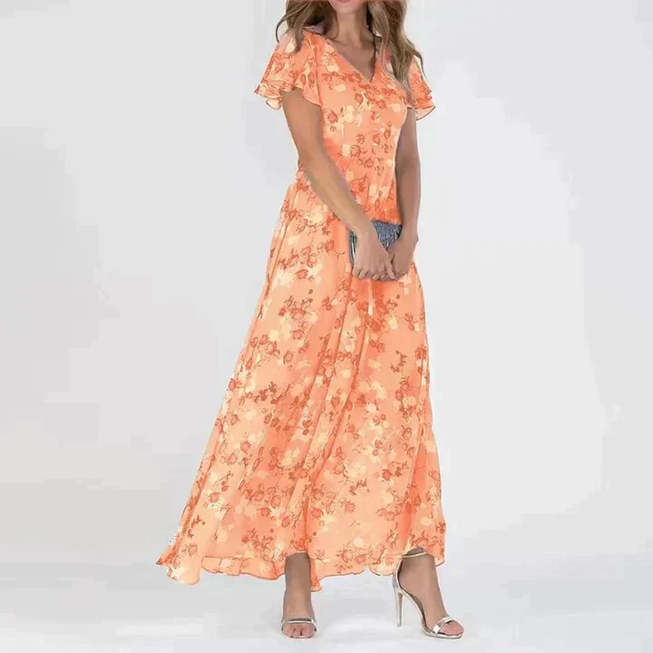 Marit | Elegant Floral V-Neck Maxi Dress - Image 3