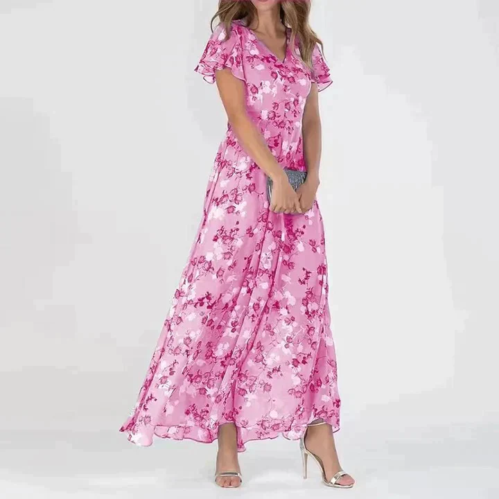 Marit | Elegant Floral V-Neck Maxi Dress - Image 4