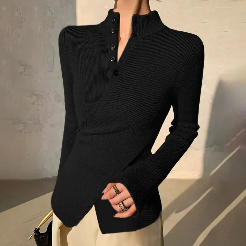 Maya | Women's Mock Neck Wrap Sweater - Image 4