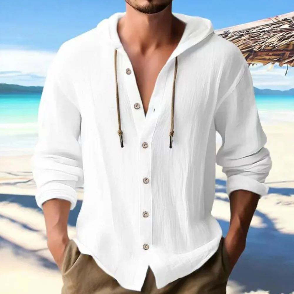 Michael | Men's Hooded Long Sleeve Shirt - Image 4