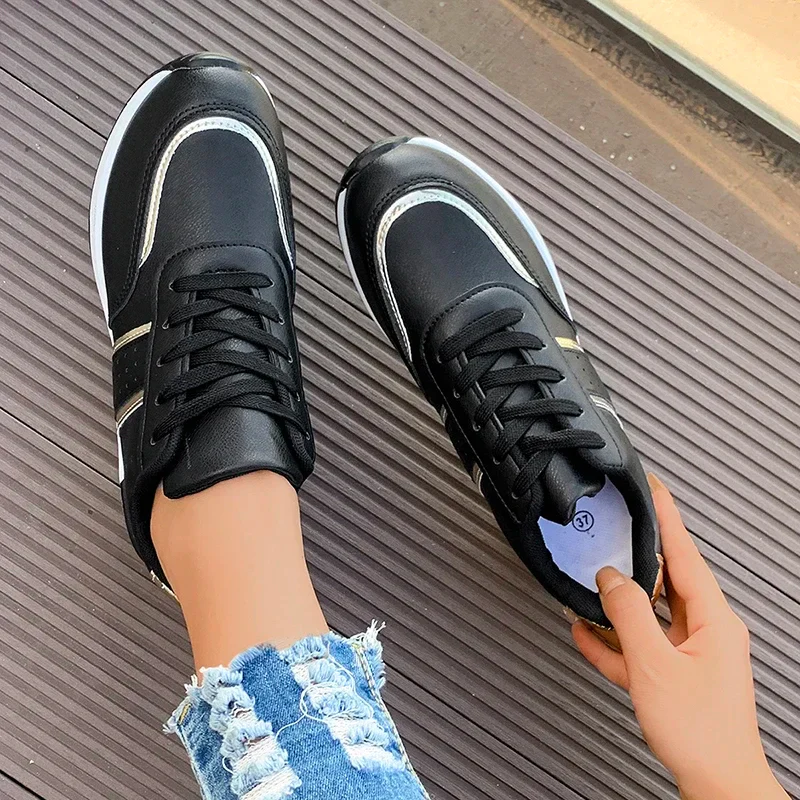 Nicolette | Women's Lace-Up Metallic Accent Sneakers - Image 6