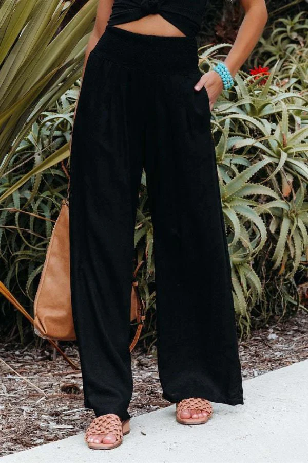 Pam | High-Waisted Smocked Waist Trousers - Lightweight & Flowing Fit - Image 9