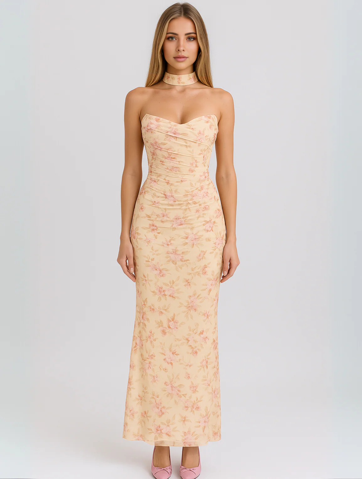 Phyllis | Elegant Strapless Choker Dress - Image 10
