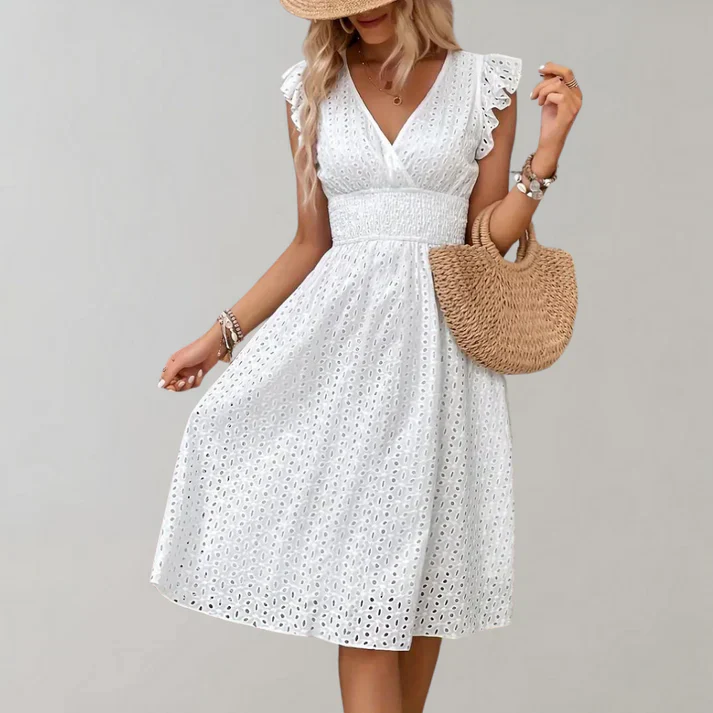 Priscilla | Stylish Dress with Flutter Sleeves - Image 2