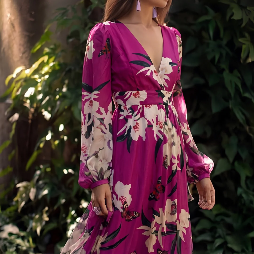 Rachel | Women’s Lightweight Floral Chiffon Dress with Flowy Fit - Image 3