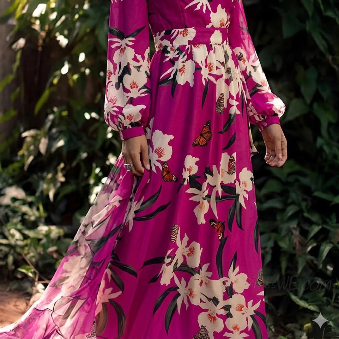 Rachel | Women’s Lightweight Floral Chiffon Dress with Flowy Fit - Image 4