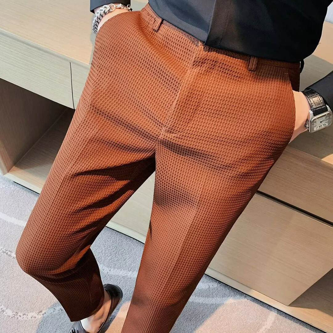 Ralph | Men's Cropped Trousers – Slim Fit – Textured Fabric – Modern Smart Casual - Image 3