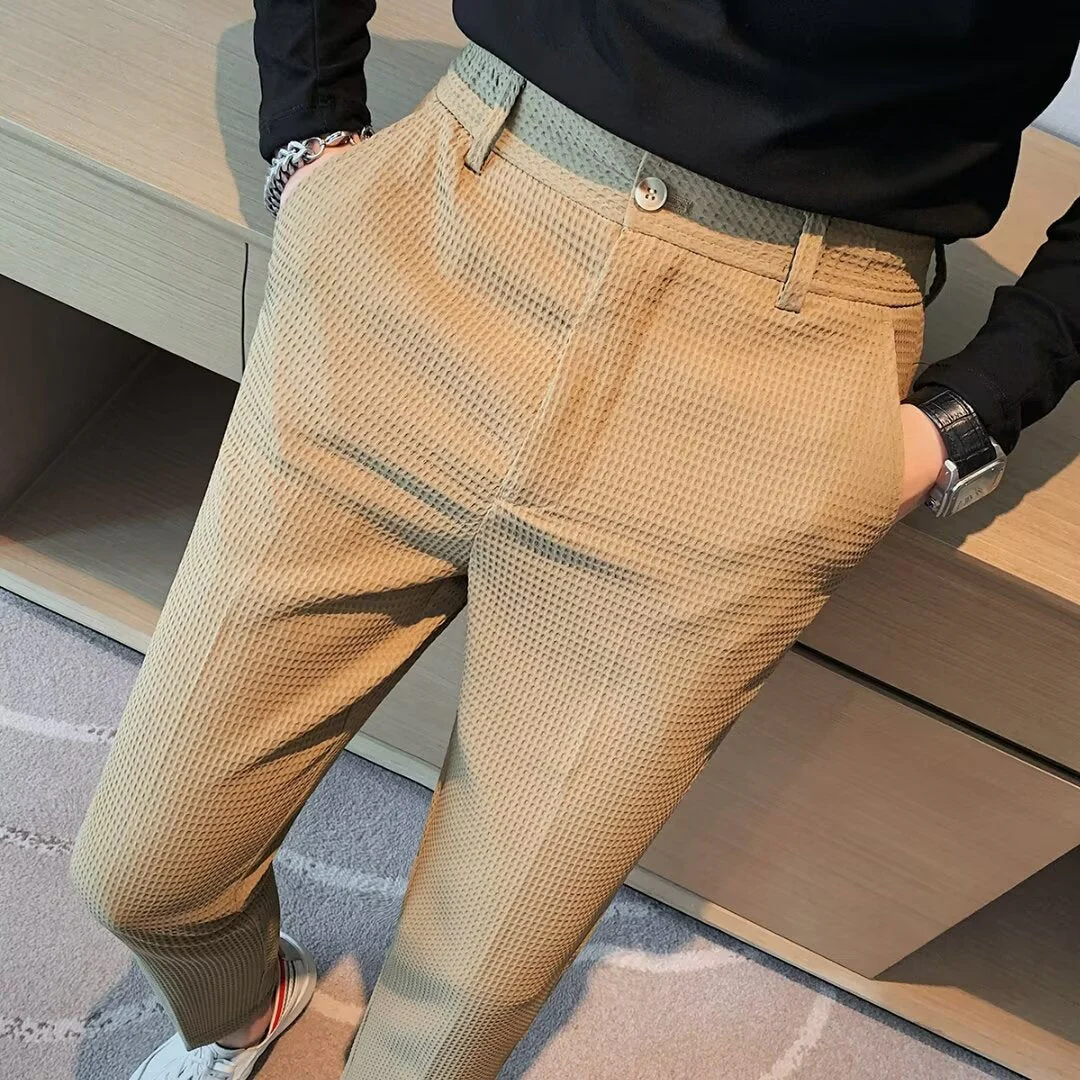 Ralph | Men's Cropped Trousers – Slim Fit – Textured Fabric – Modern Smart Casual - Image 6