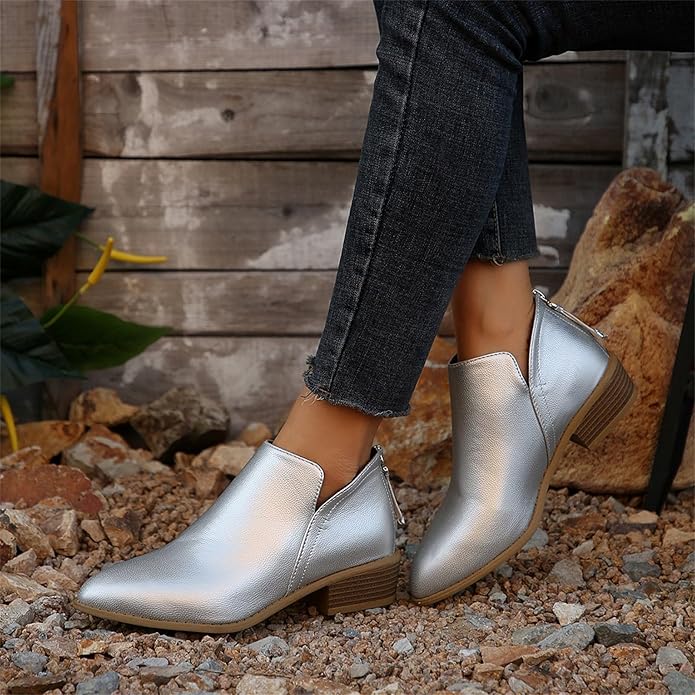 Riley | Women's Wedge Heel Pointed Toe Ankle Boots - Image 22