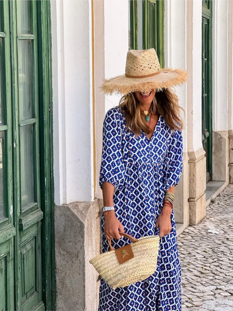 Roosmarijn | Boho Maxi Dress with Floral Print for Women - Image 3