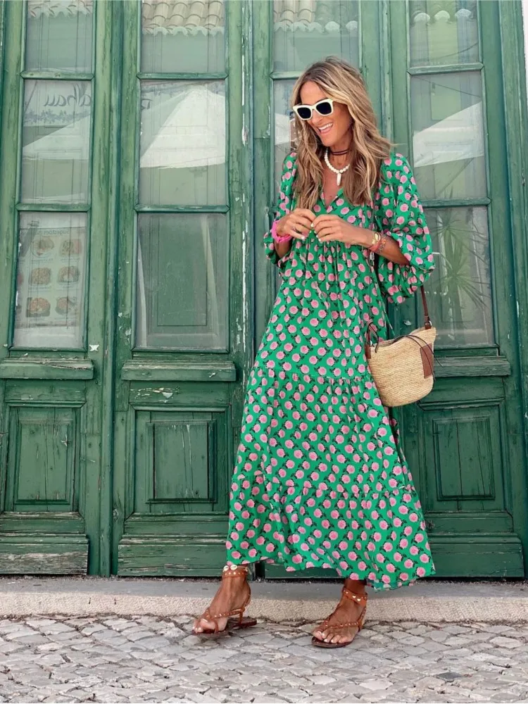 Roosmarijn | Boho Maxi Dress with Floral Print for Women - Image 5