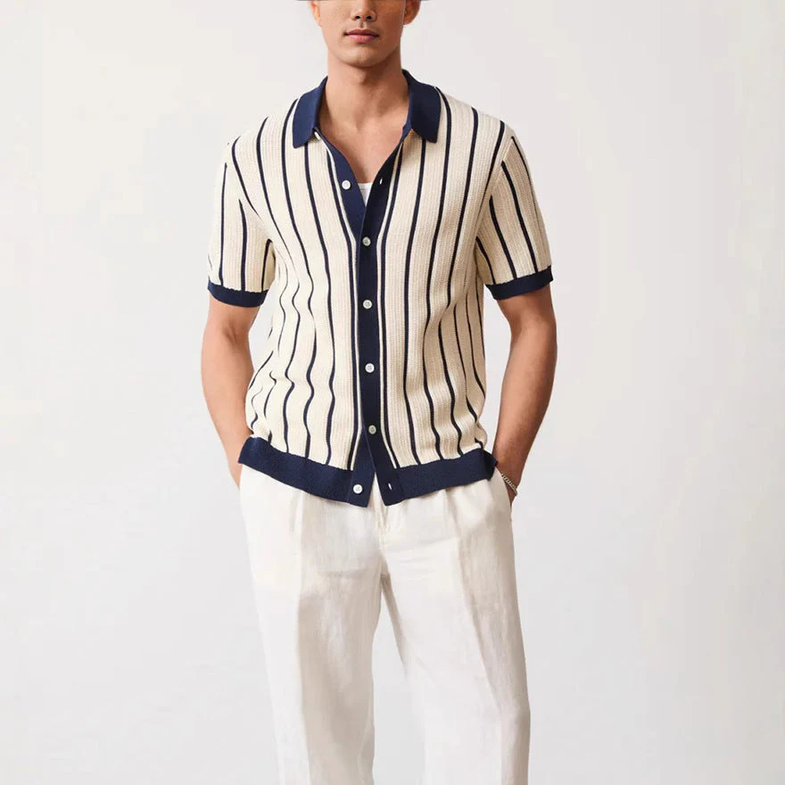 Russell | Men's Vertical Striped Button-Down Shirt - Image 2