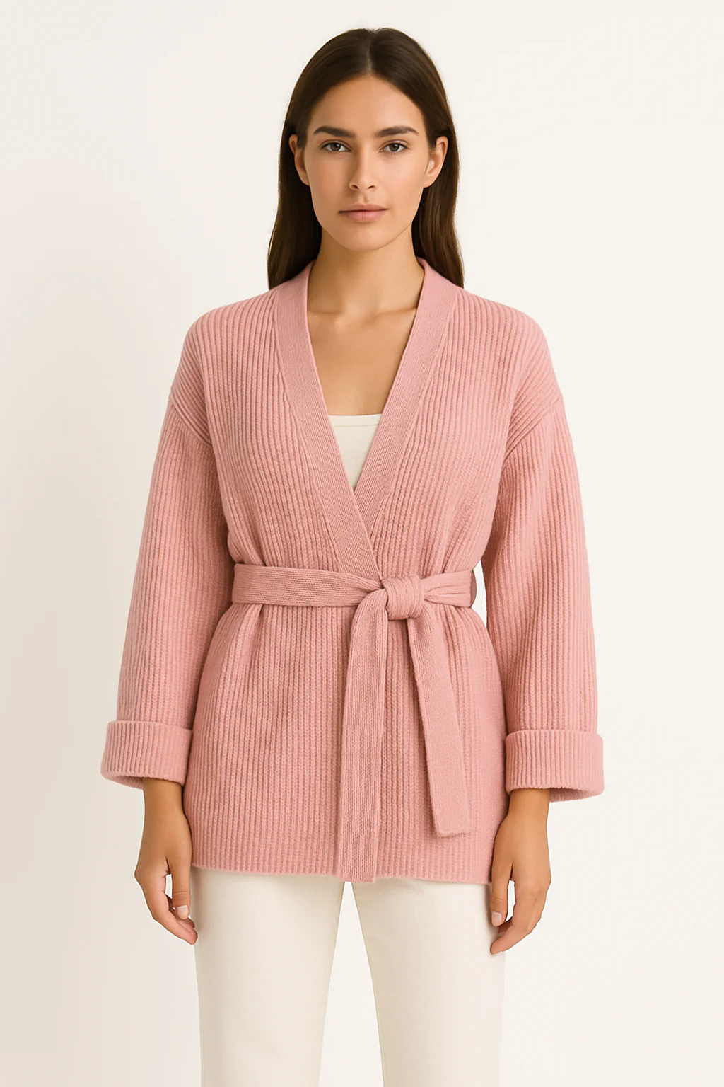 Samantha | Women's Wrap Ribbed Knit Sweater - Image 2