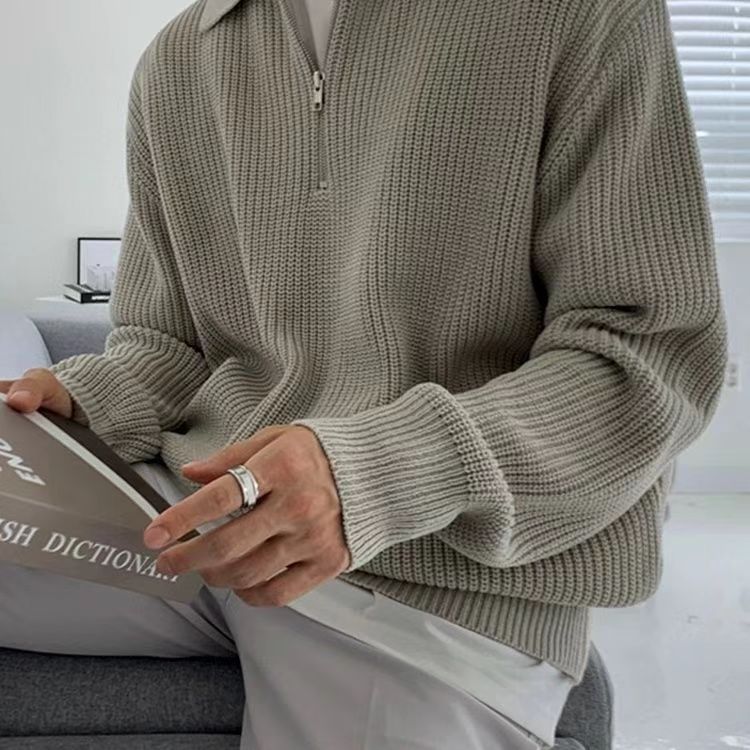 Saul | Men's Quarter-Zip Ribbed Knit Sweater - Image 4