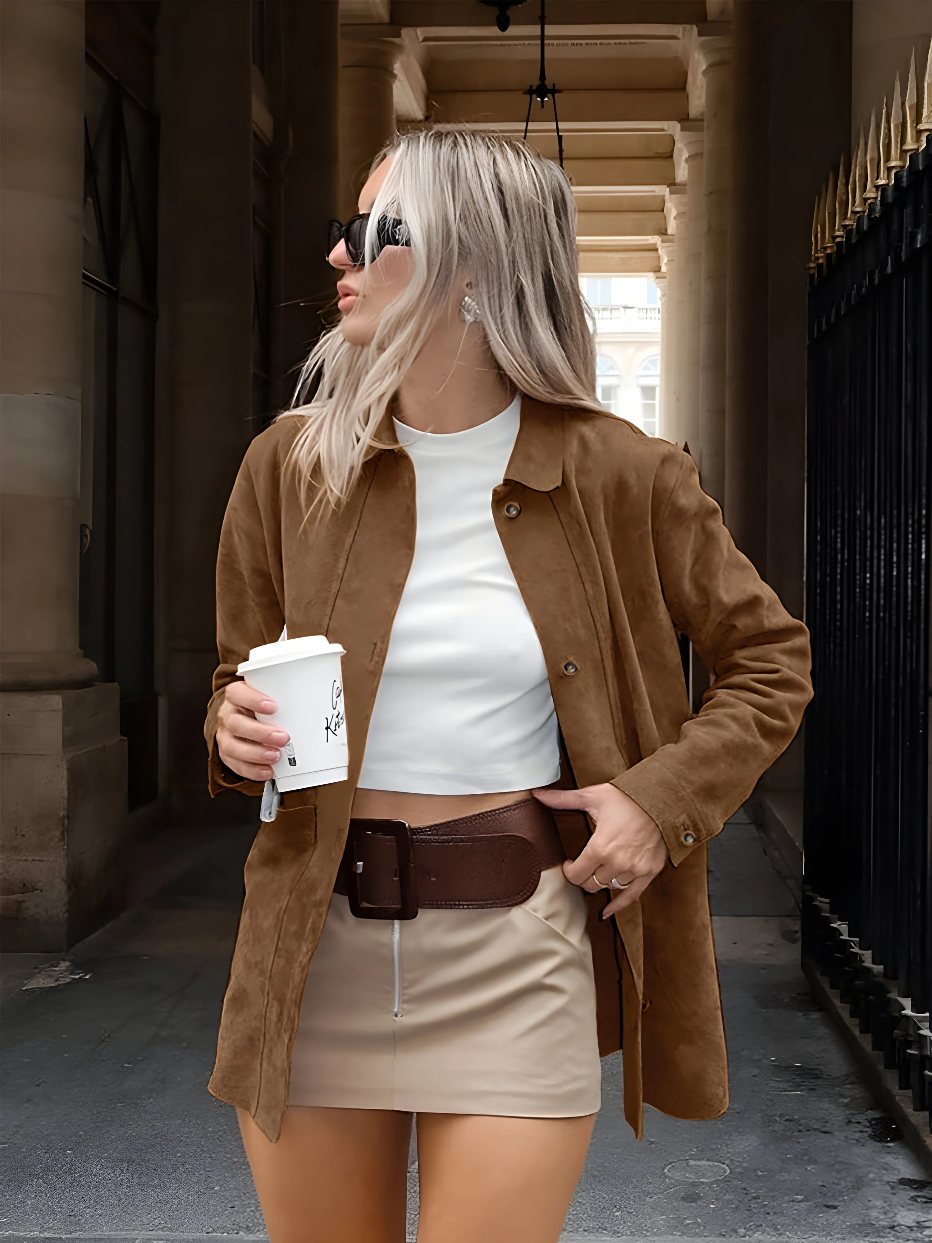 Sophie | Women's Oversized Trendy Suede Style Jacket - Image 3
