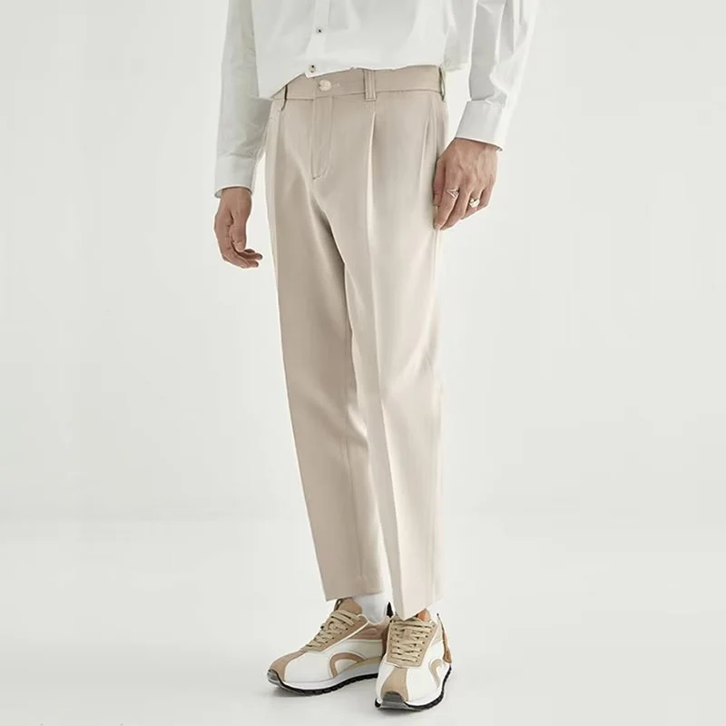 Stan | Men's High-Waisted Pleated Cropped Pants - Image 5