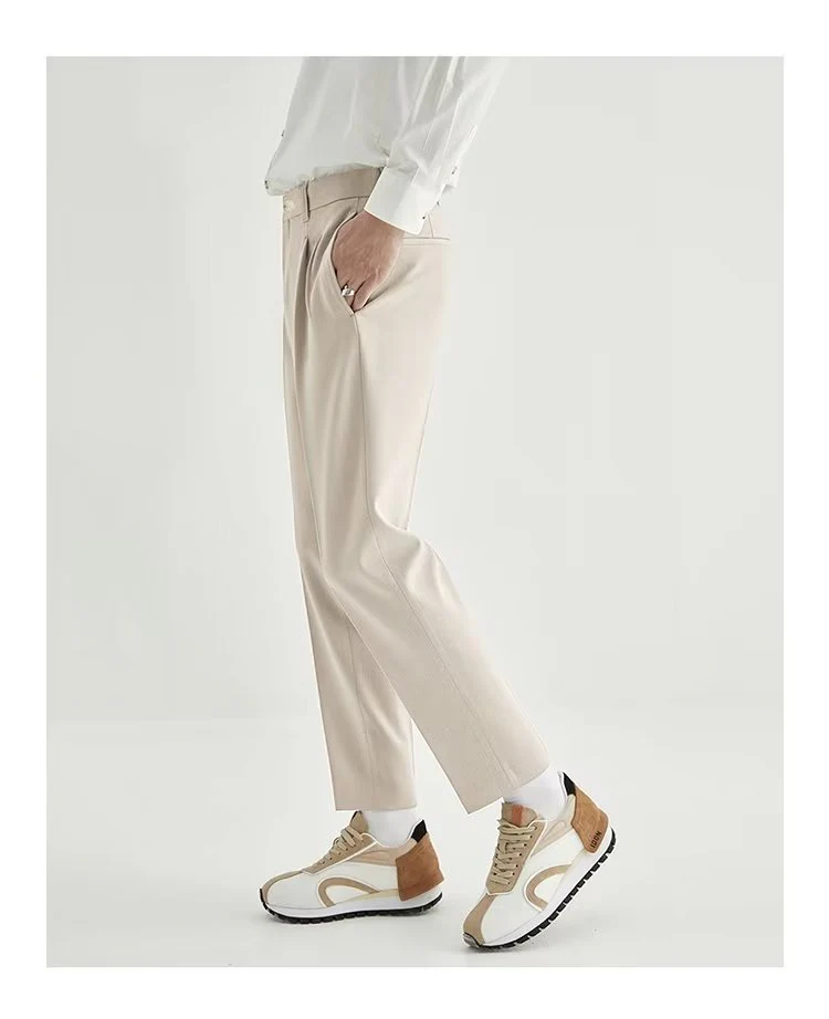 Stan | Men's High-Waisted Pleated Cropped Pants - Image 6
