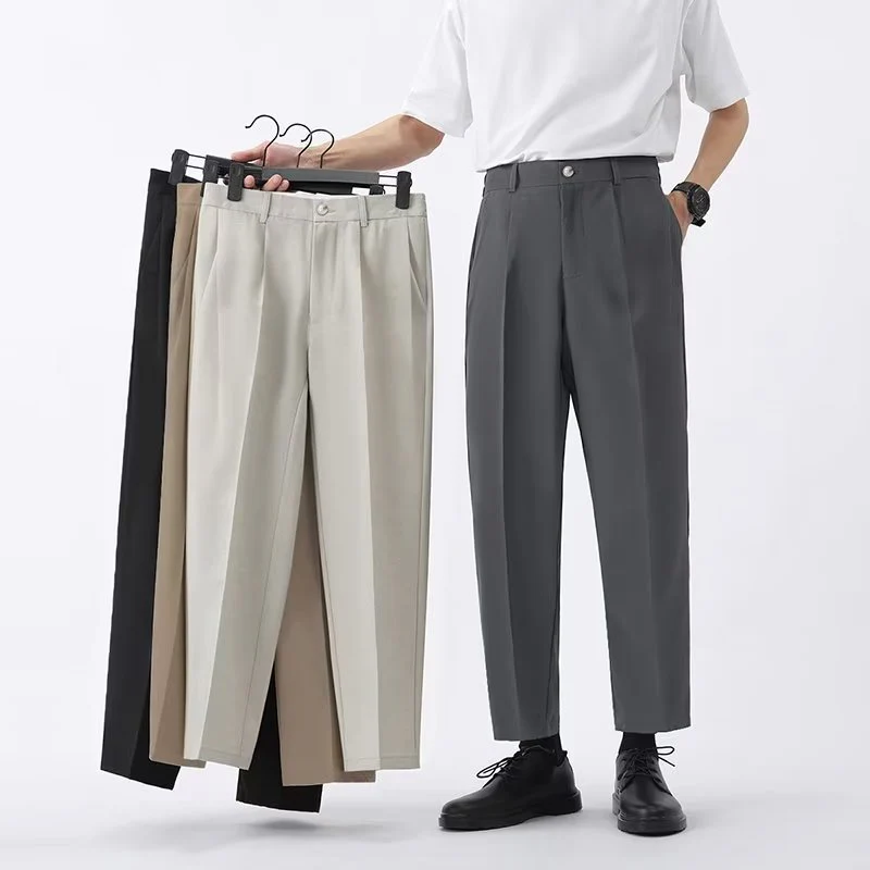 Stan | Men's High-Waisted Pleated Cropped Pants - Image 9