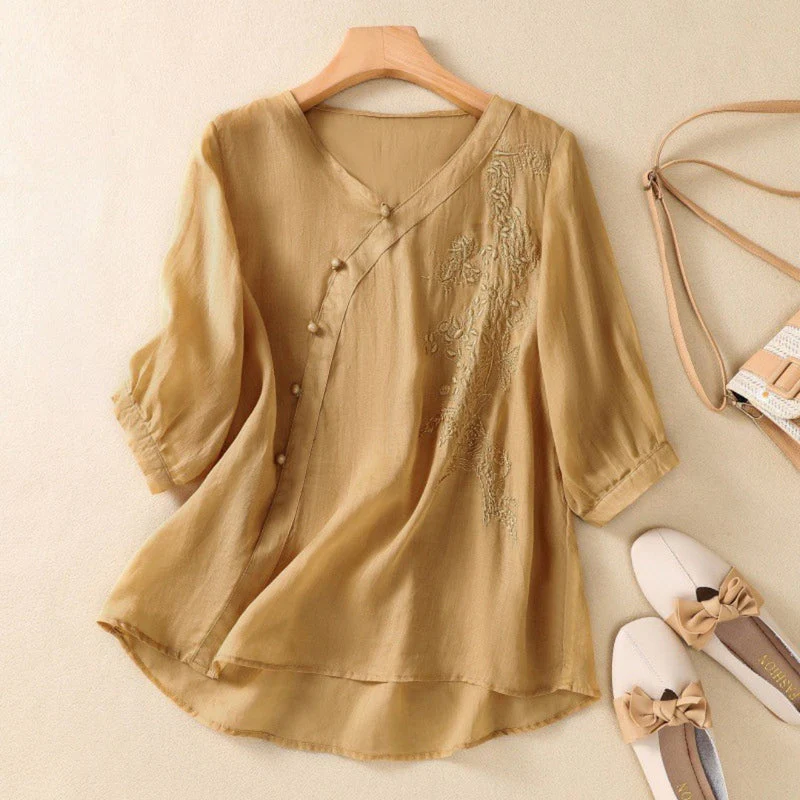 Sue | Elegant Asymmetrical Button Tunic - Image 3