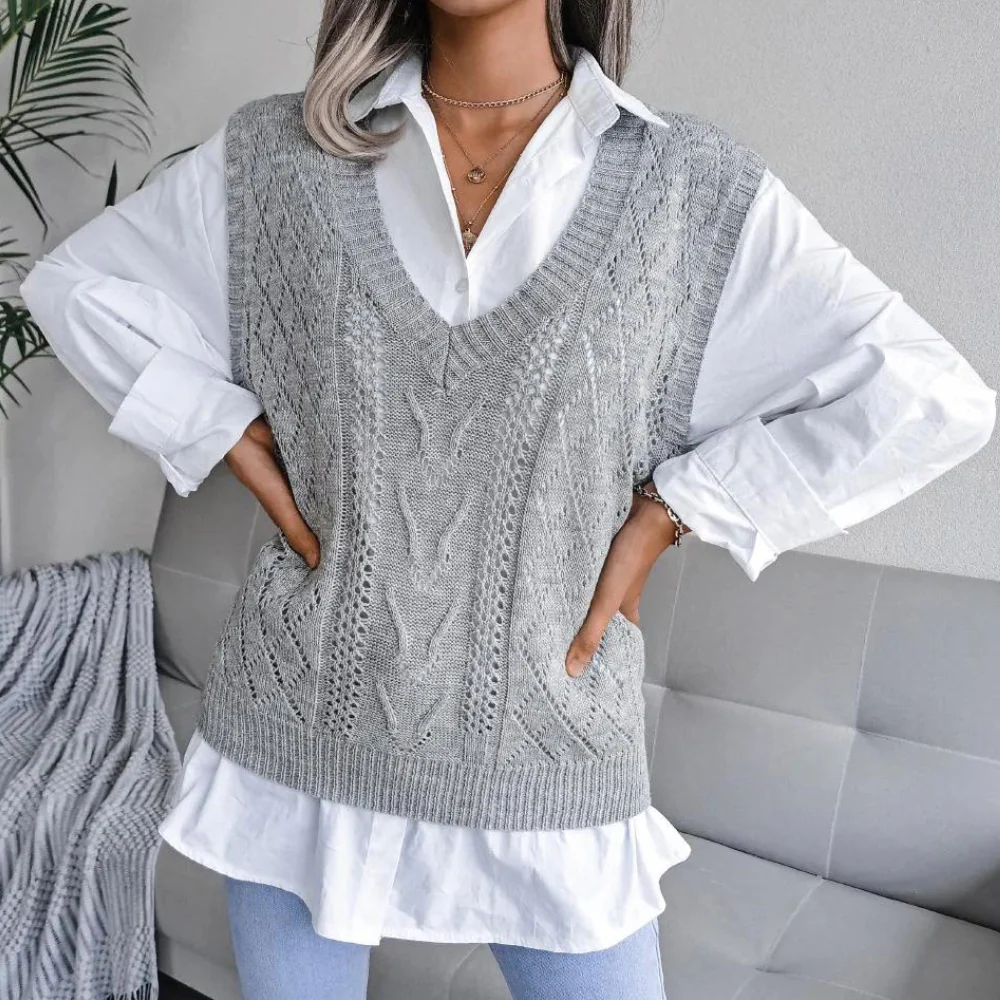 Sue | Women's V-Neck Sleeveless Sweater Vest - Image 4