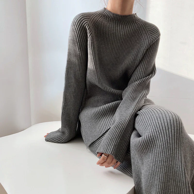 Virginia | Women's Wide Leg Ribbed Knit Two-Piece Set - Image 3