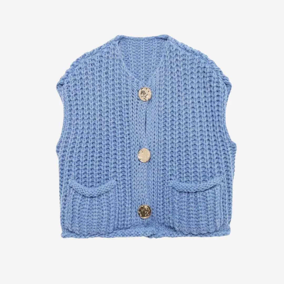 Zoe | Women's Button-Front Chunky Knit Sweater Vest - Image 3