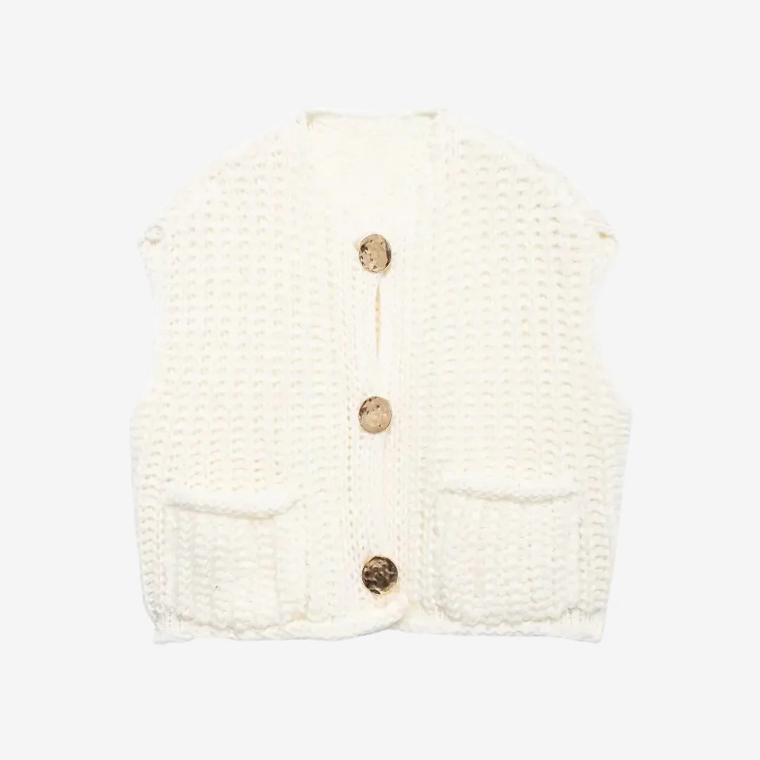 Zoe | Women's Button-Front Chunky Knit Sweater Vest - Image 4