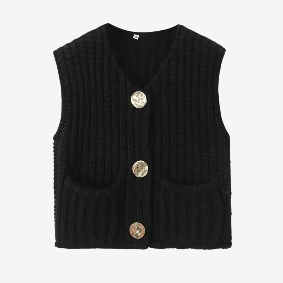 Zoe | Women's Button-Front Chunky Knit Sweater Vest - Image 5
