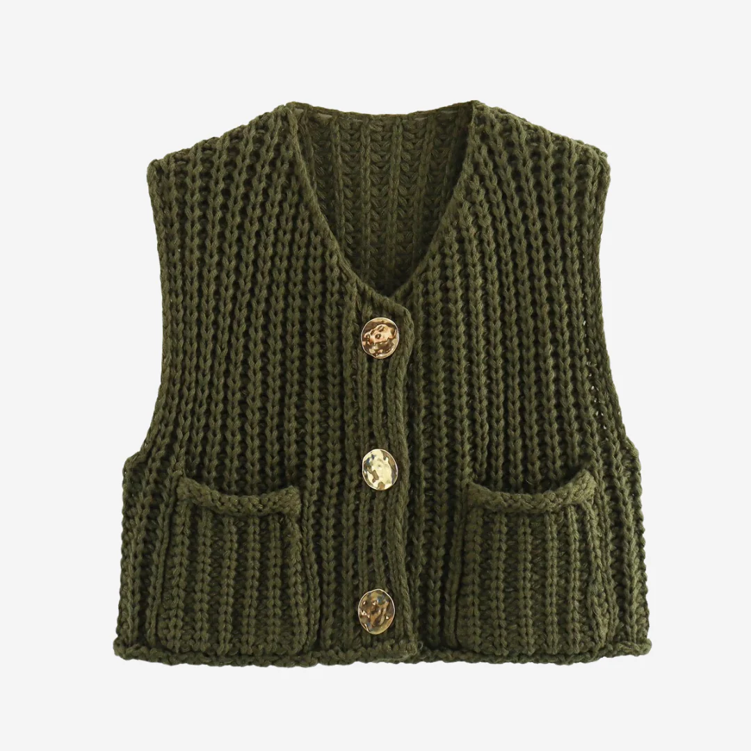 Zoe | Women's Button-Front Chunky Knit Sweater Vest - Image 6
