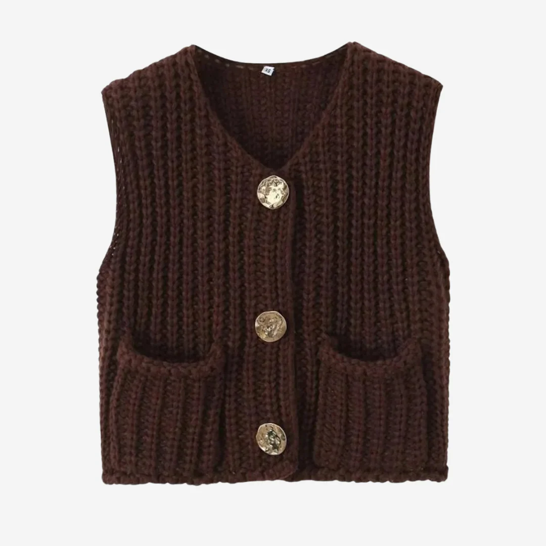 Zoe | Women's Button-Front Chunky Knit Sweater Vest - Image 7